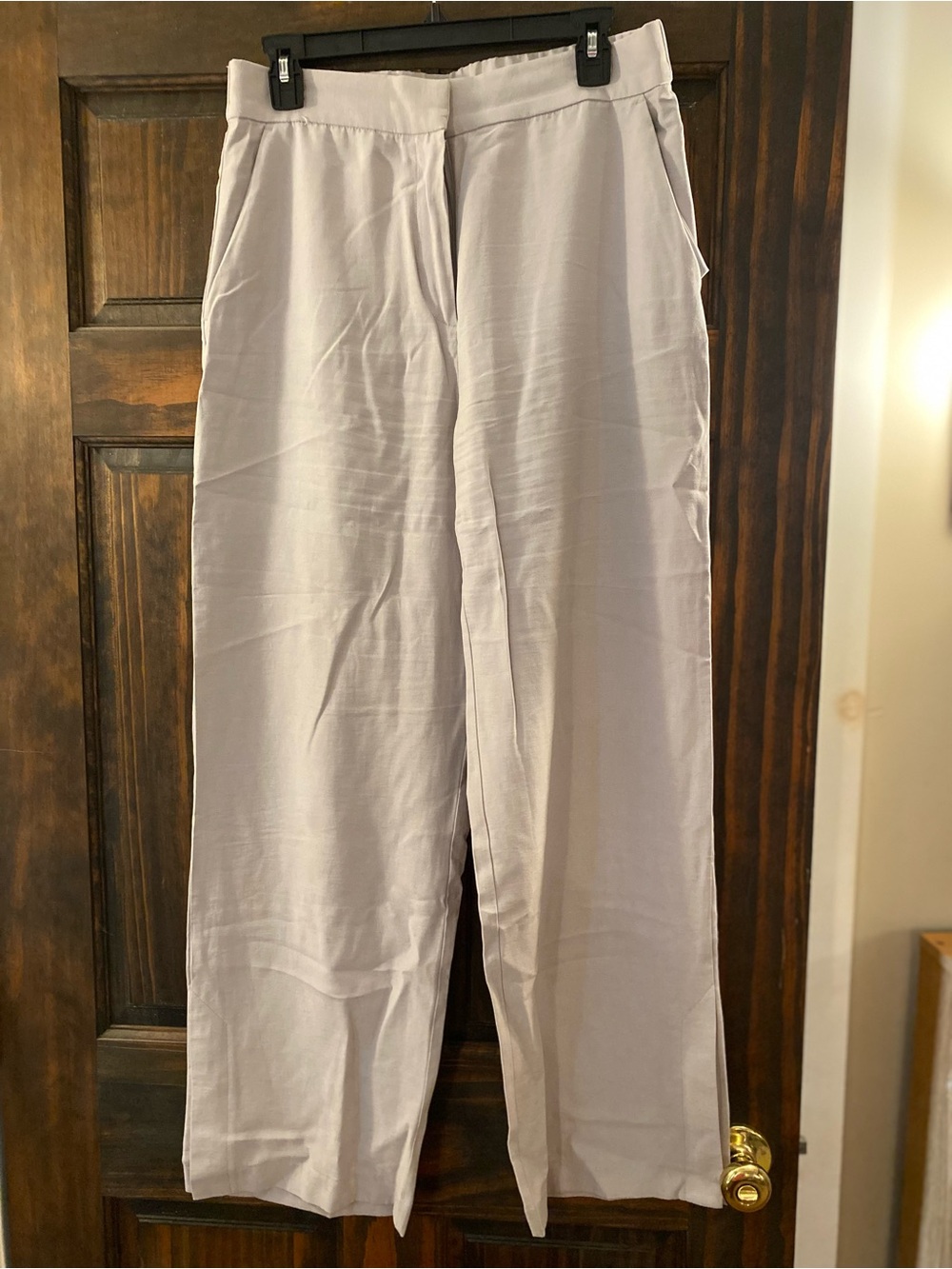 Womens Light Gray Straight-Leg Dress Pants